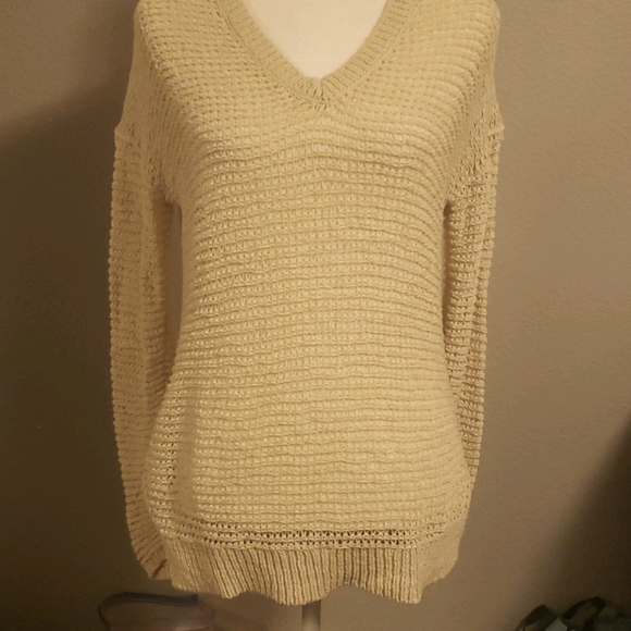 Ann Taylor Sweaters - Ann Taylor Natural Oversized V Neck Sweater